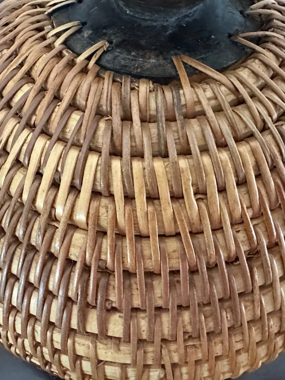 Woven Lombok Intricate Basket Footed vintage woven